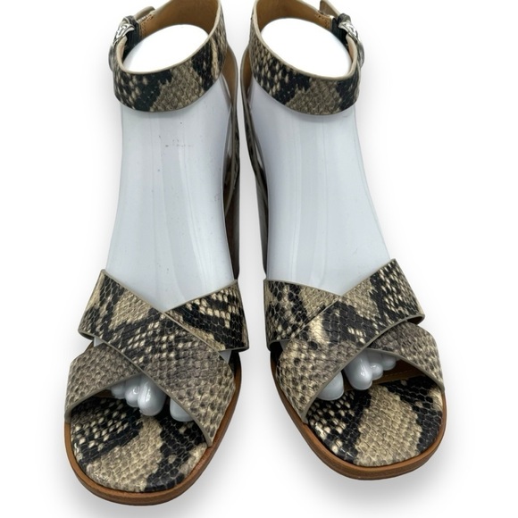 Marc Fisher Lorla Ankle Strap Block Heel Sandals, Snakeskin Embossed, Size 8.5M - Picture 4 of 13